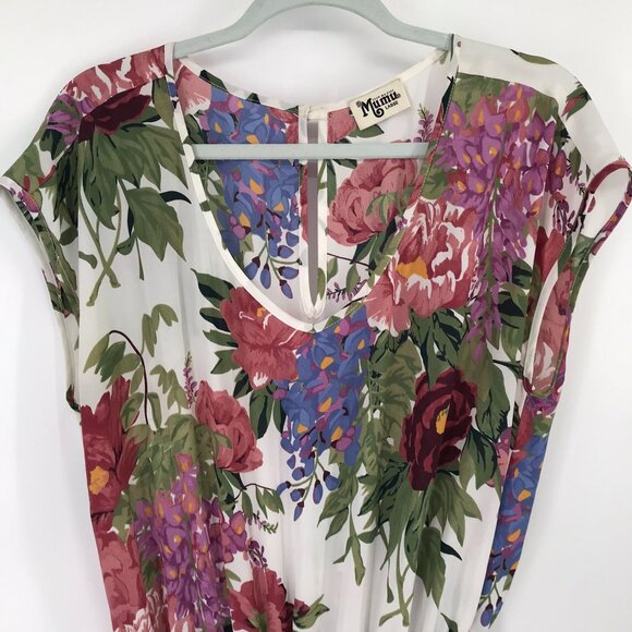 show me your Mumu Floral Print Romper Elastic Waist & Keyhole Back size large - Picture 7 of 14